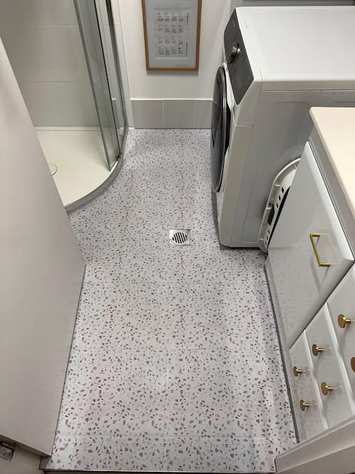 Vinyl Floor Stick on Tile - Soft Pink Terrazzo
