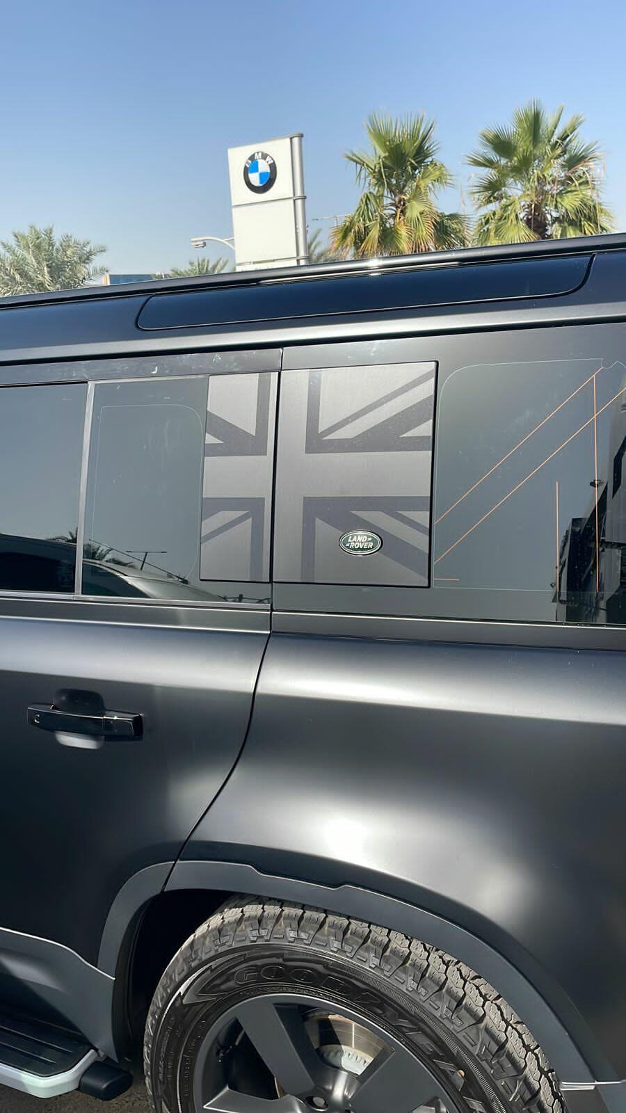 Union Jack Side Window Panel Overlay (Matte Black) - 2020+ Land Rover  Defender 110 / 130