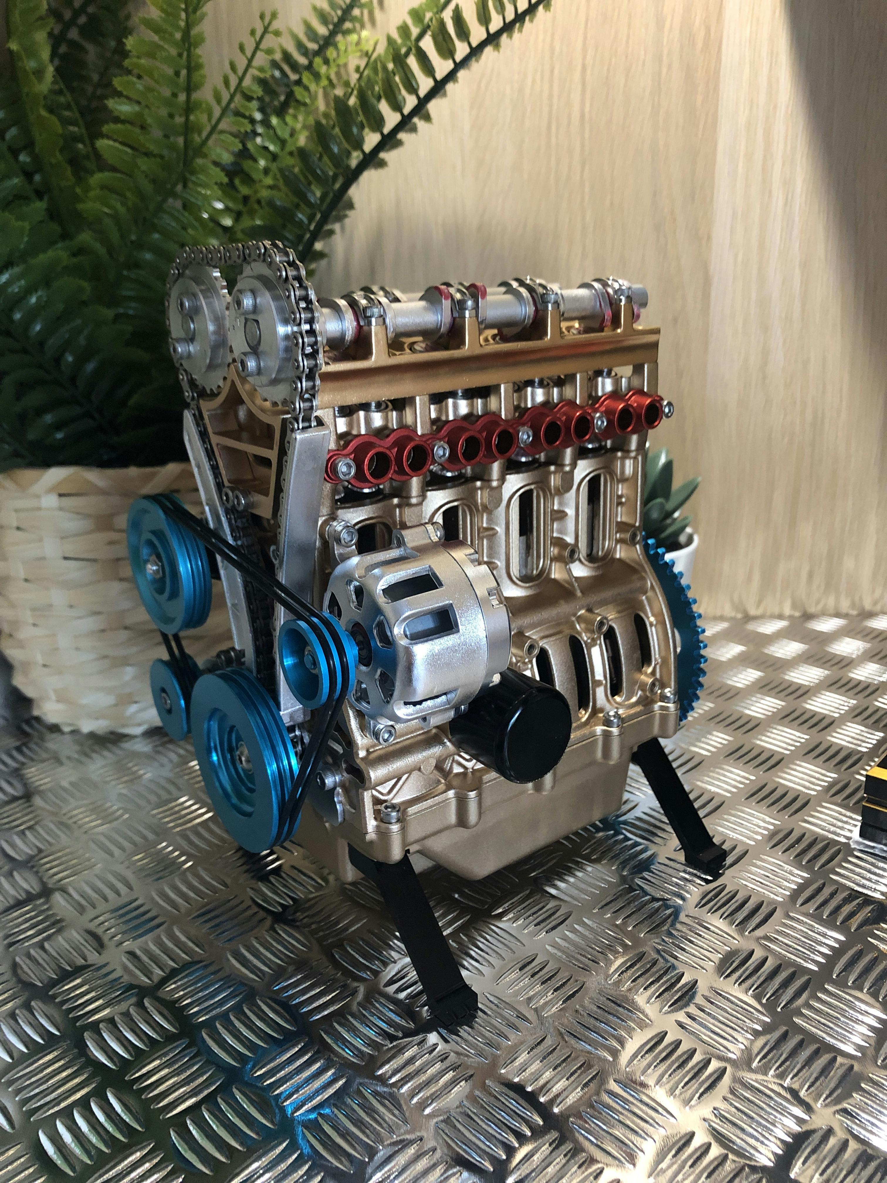 V4 Car Engine Model Full Metal Assembling Fourcylinder Building Kits