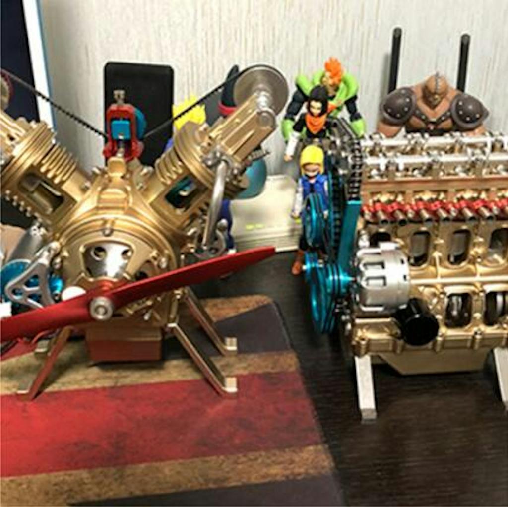 V4 Car Engine Model Full Metal Assembling Fourcylinder Building Kits