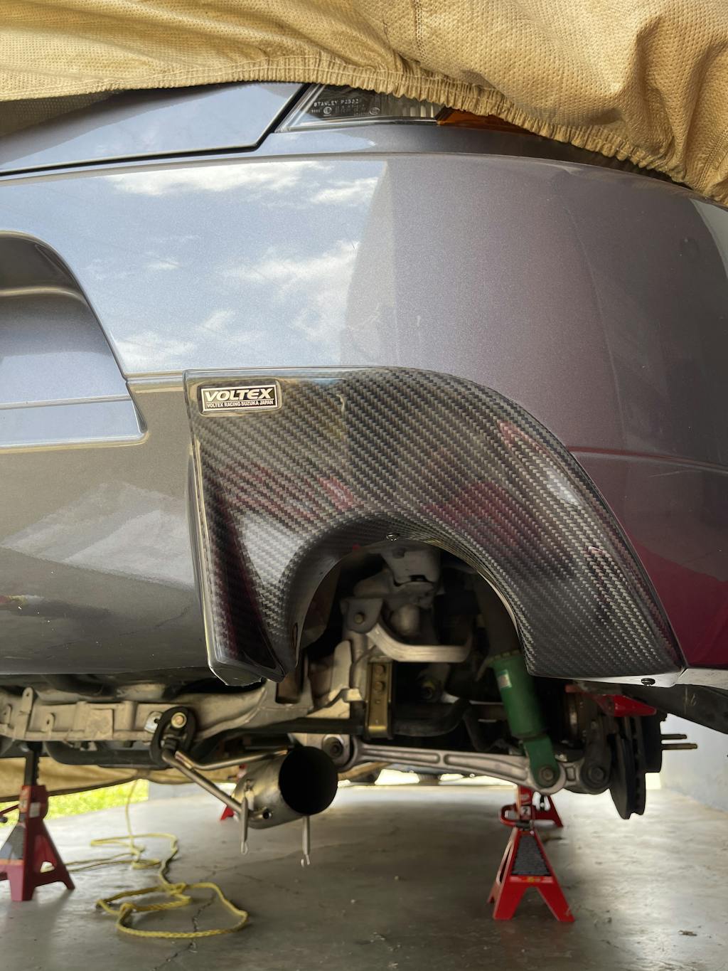 VLER2 Voltex Carbon Fiber Exhaust Shield for JDM Evo IX Bumper