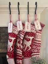 Knit Christmas Stockings - Red White - Reindeer or Snowflake Design Sc–  Stocking Factory