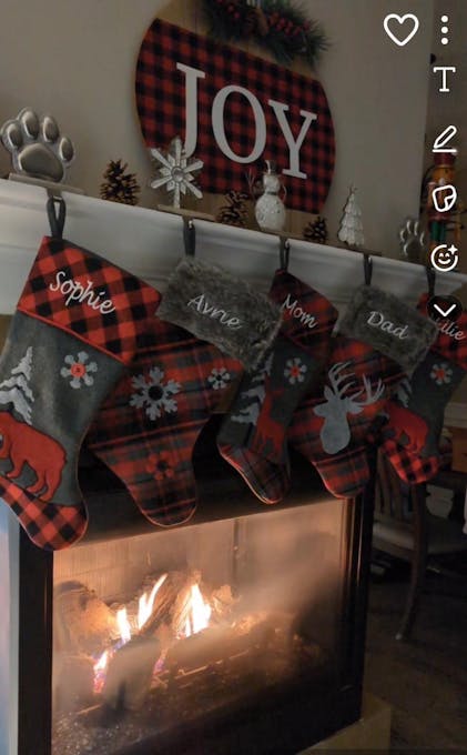 Personalized Christmas Stockings. Plaid Stockings. Gold