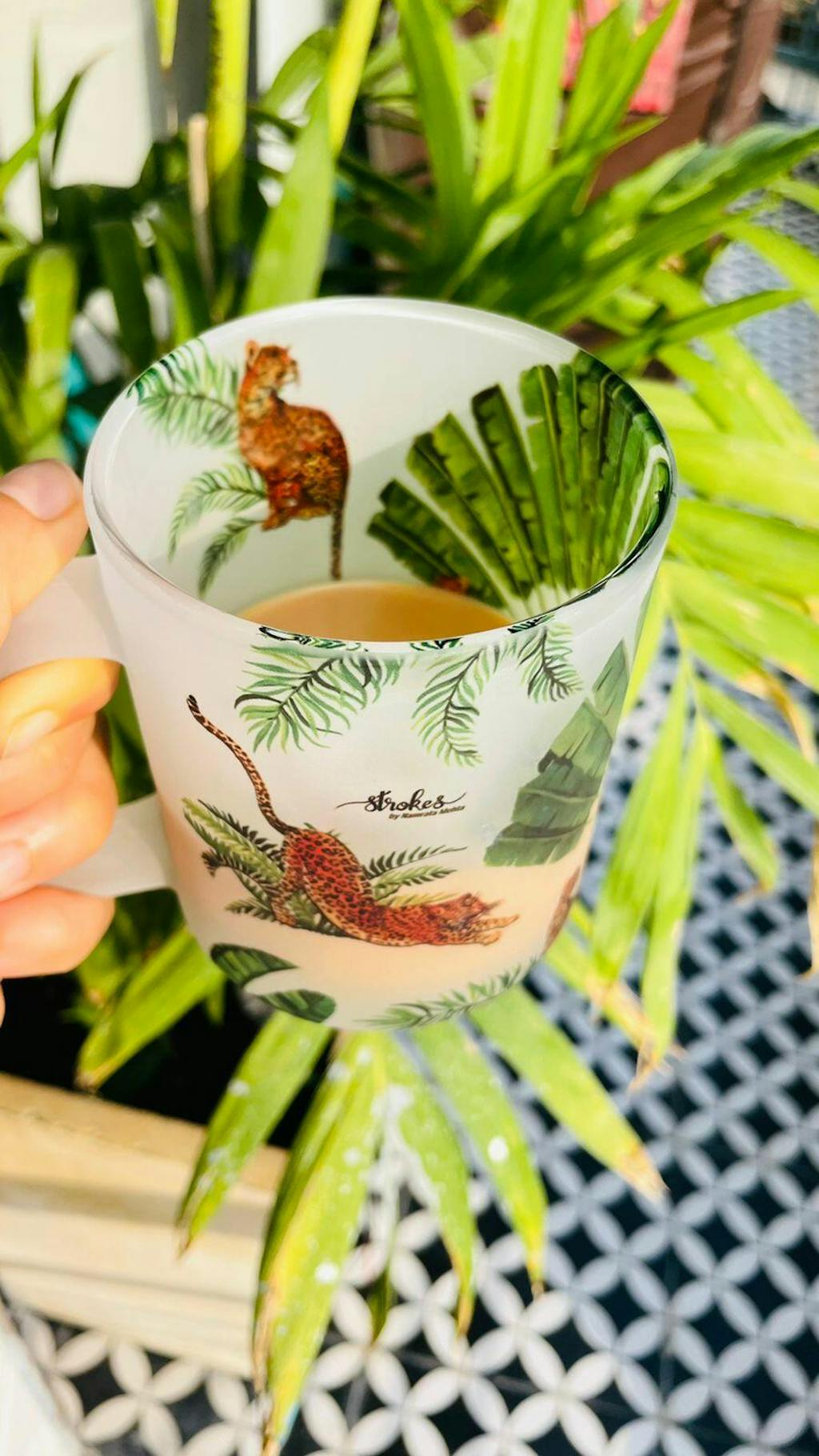 Leopard Print Glass Mug Strokes by Namrata Mehta