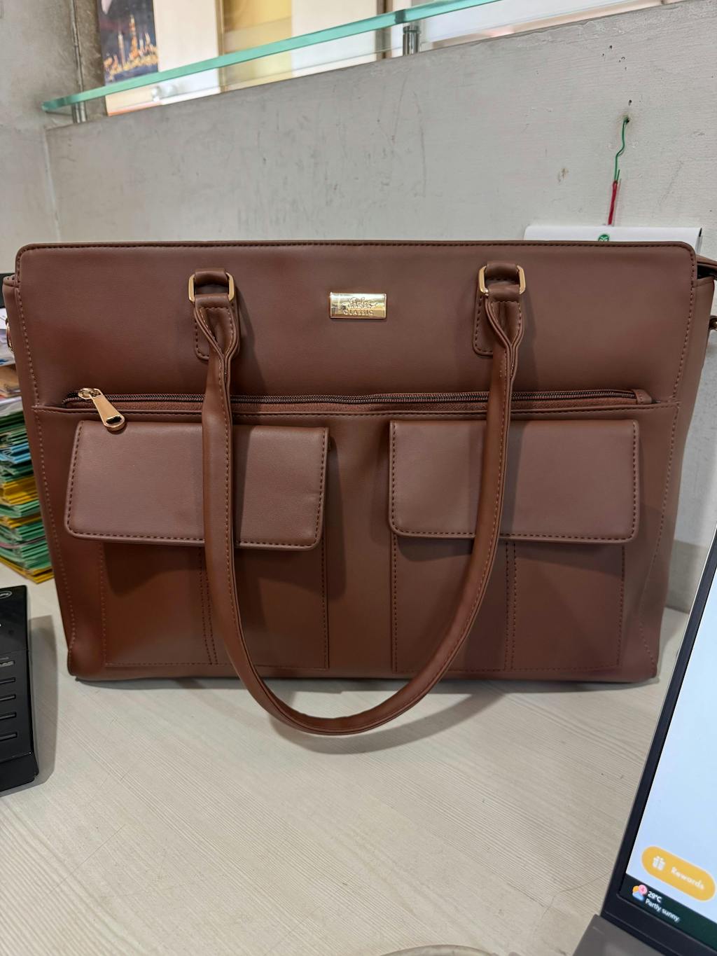 Mocha Elegance Oversized Tote bag for 17" laptop