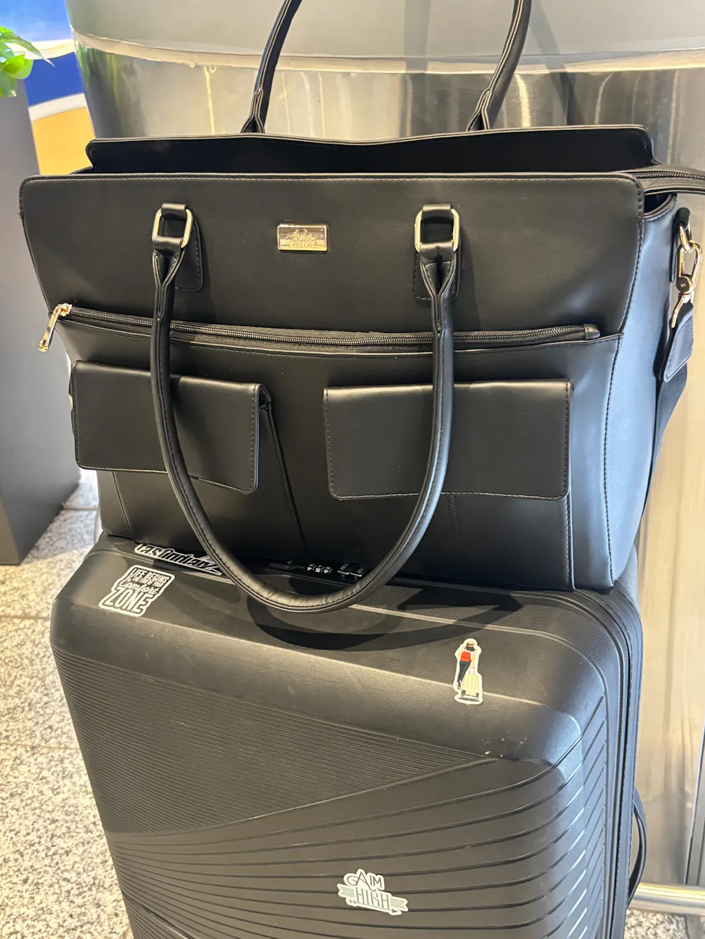 Charcoal Chic Oversized Tote bag for 17" laptop