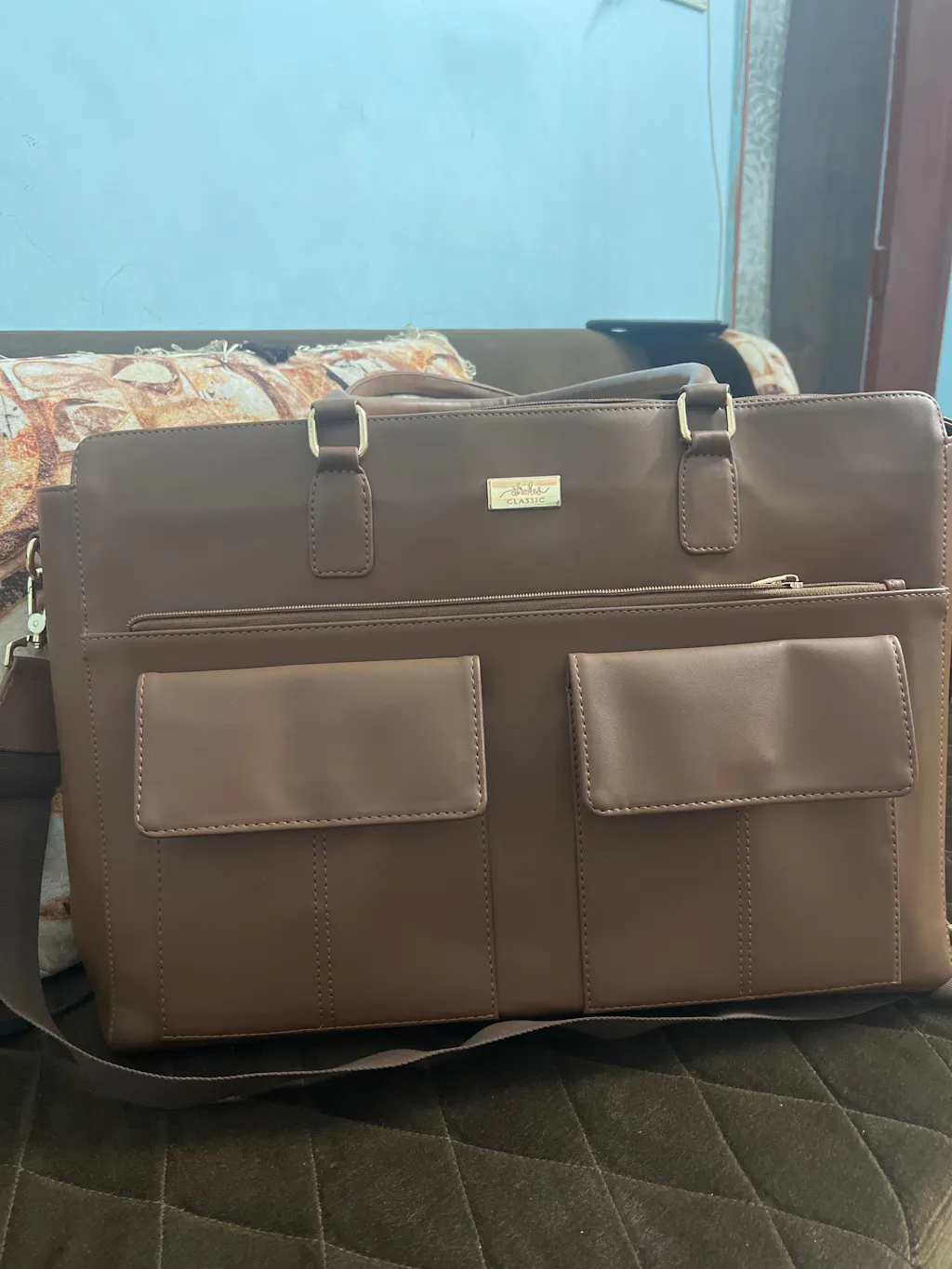 Mocha Elegance Oversized Tote bag for 17" laptop