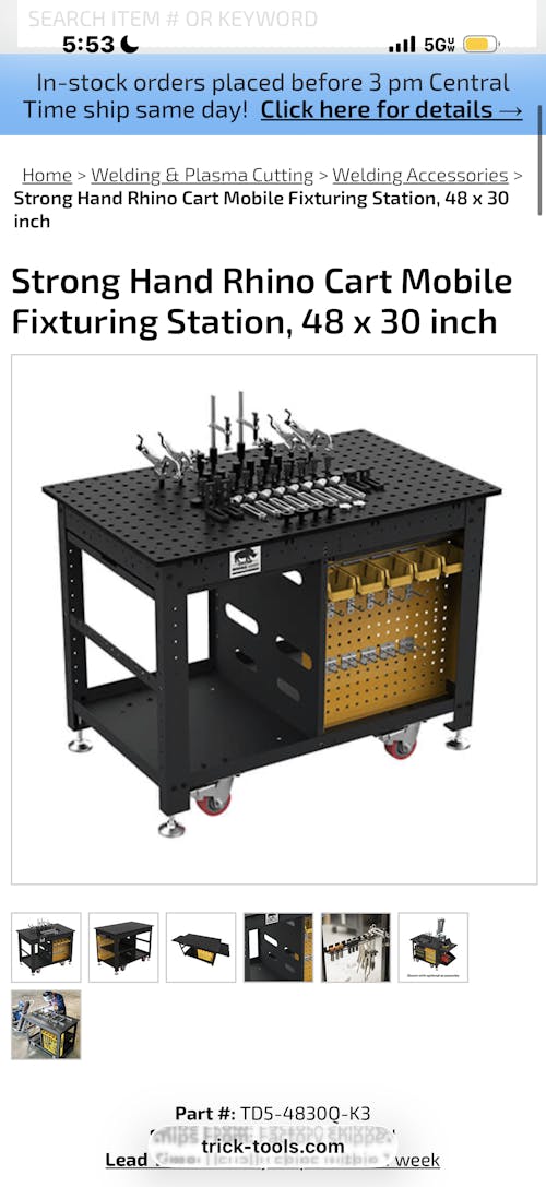 Rhino Cart 48" x 30" Mobile Work Station