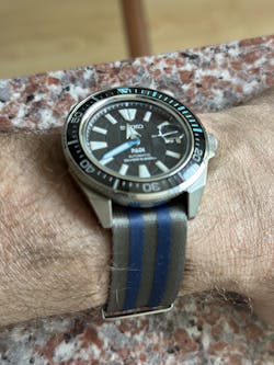 Premium Slim NATO Strap - Grey / Blue