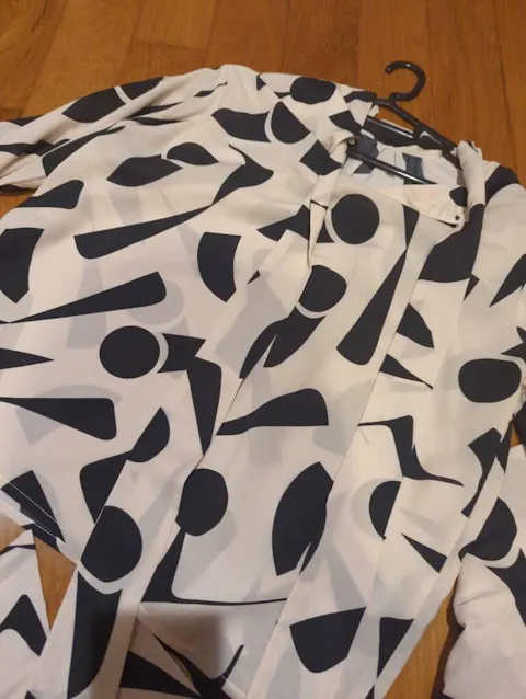 Modern Chic Pattern Long Sleeve Tie Blouse