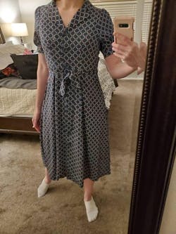 Puff Sleeve Button Long Dress with Belt