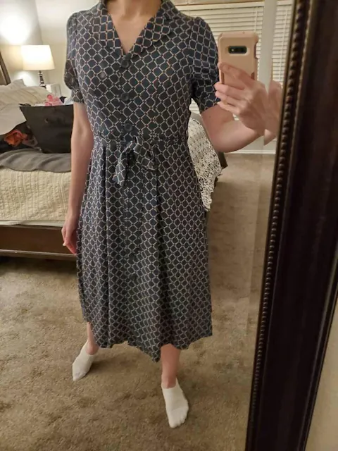 Puff Sleeve Button Long Dress with Belt