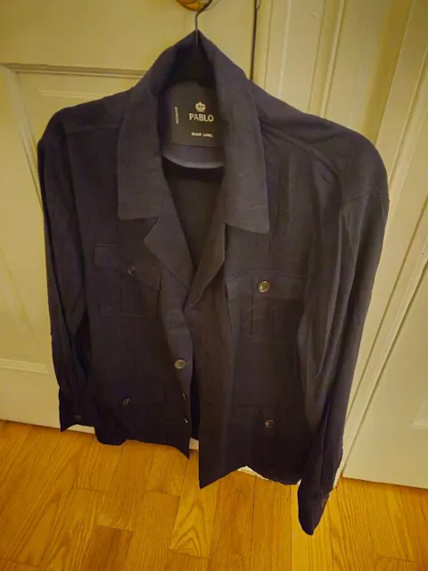 Men's Basic Spring Summer Linen Safari Jacket / Navy Color Summer Coat for Men / Short Coat Jacket