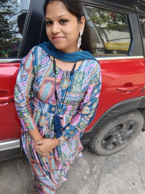 Digital Printed Chinon Silk Suit Set with Organza Dupatta