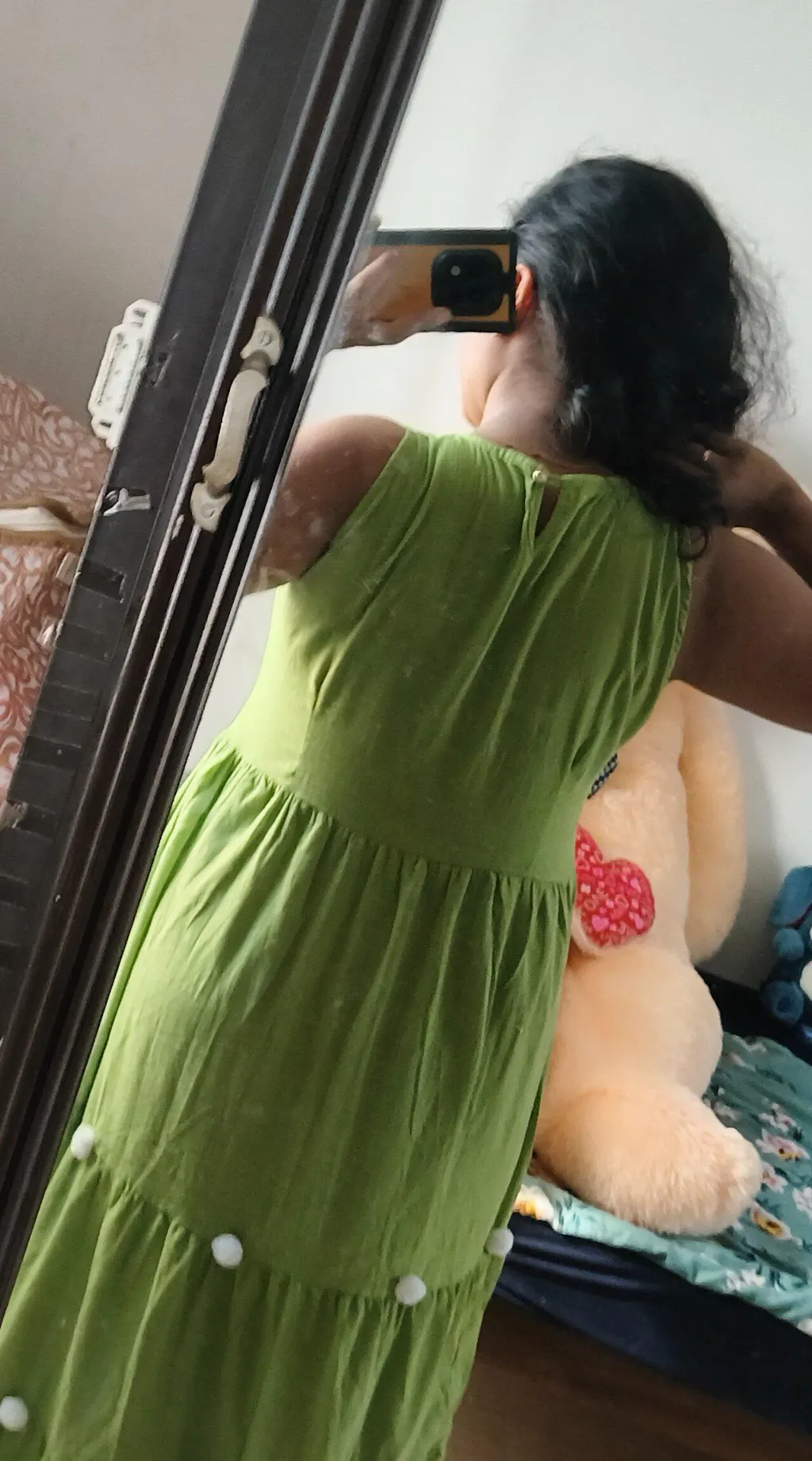 Green Embellished Sleeveless Cotton Slub Anarkali Gown