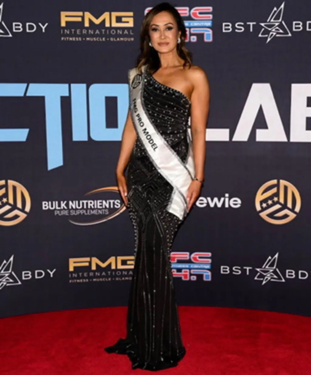 Ferina Asymmetric Diamond Maxi Dress