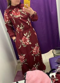High Neck Print Long Sleeved Bohemian Elegant Party Dress