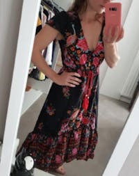 Vintage Bohemia Print V-neck Maxi Dress