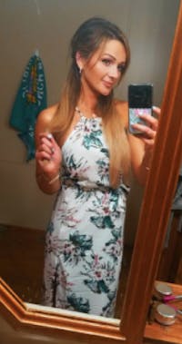 Sleeveless printed holiday slit dress