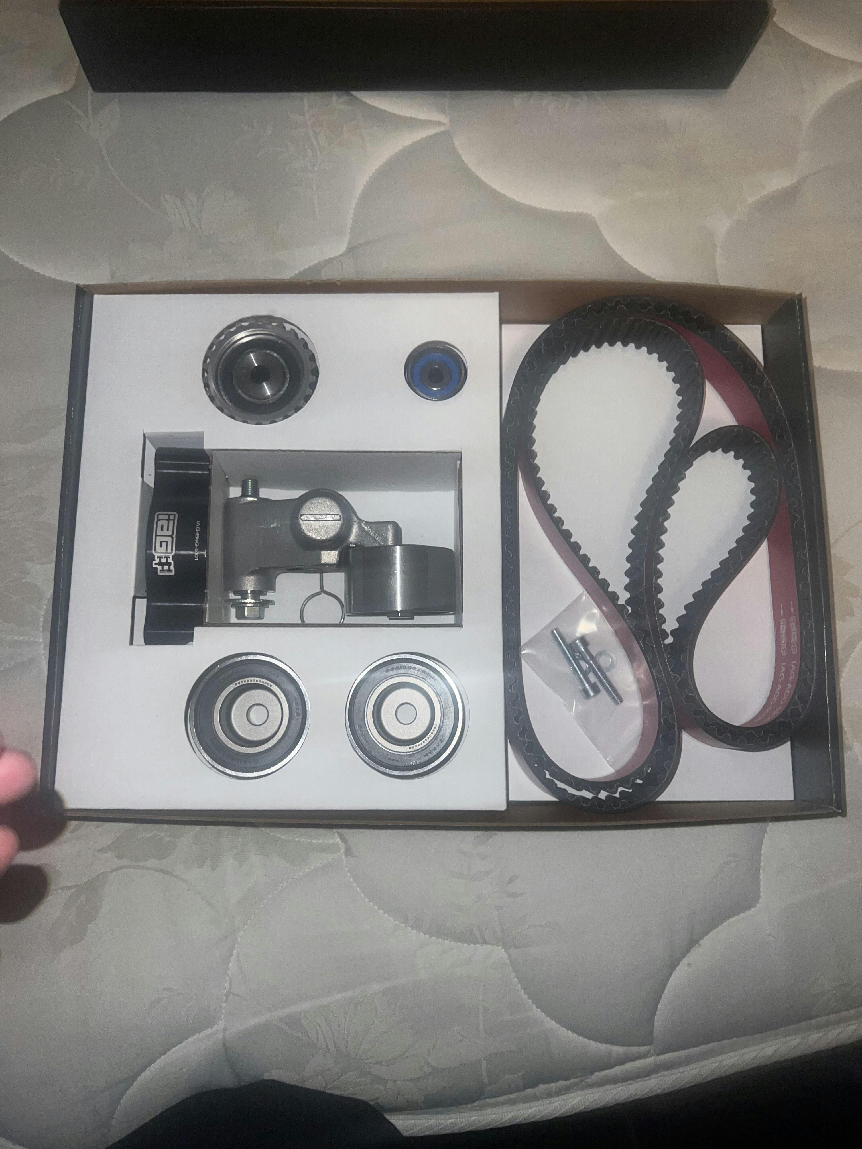 IAG Red Timing Belt Kit w/ OEM Tensioner / Idlers and IAG Guide 20022014 WRX / 20042021 STI