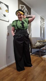 Unique Vintage Plus Size Black Thelma Suspender Pants, 1X, Size 16 at   Men's Clothing store