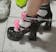 Pocket Cat Lolita Black Pink White Bow High Heels Shoes