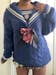 Young Eyes East Meets West Sailor Collar Cream Navy Blue Sweater