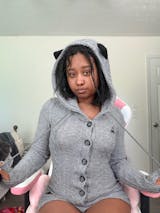 Serendipity Fluffy Gray Kitten Cat Ears Hooded Rompers