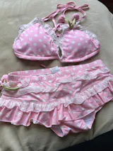 Polka Dot Cherry Bikinis Pink Red Green Two Piece Swimsuit