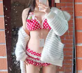 Polka Dot Cherry Bikinis Pink Red Green Two Piece Swimsuit