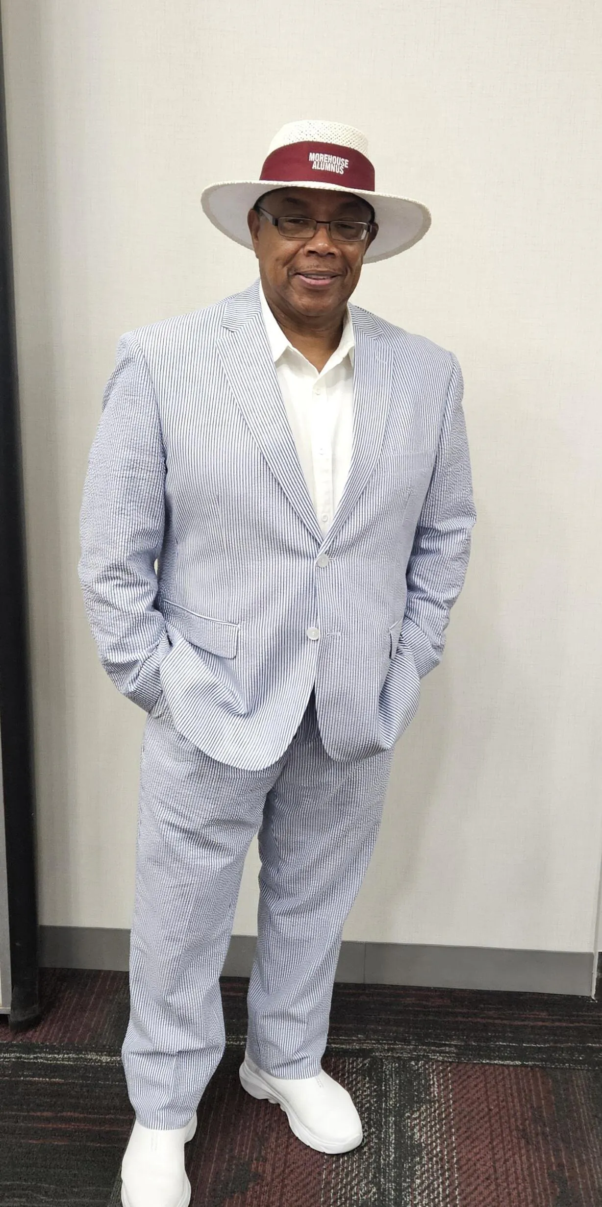 Mens Jacket + Pants Summer Seersucker Suit in Navy on Navy Pinstripe main image 0