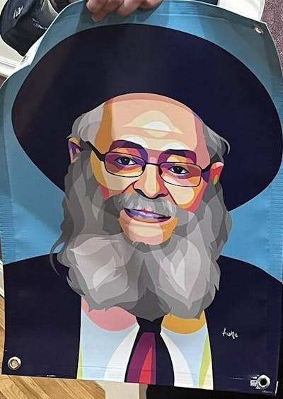 R' Dovid Trenk Colorful Sukkah Poster