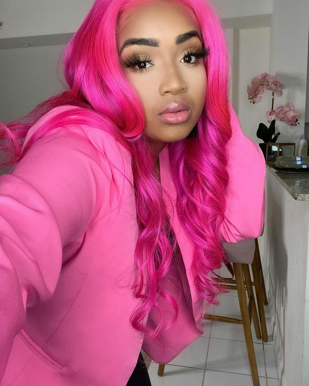 Hot Pink Colored Wigs 100% Human Hair – SULMY