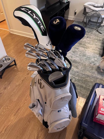 The Big Rig | Cart Bag - White Vegan Leather – Sunday Golf