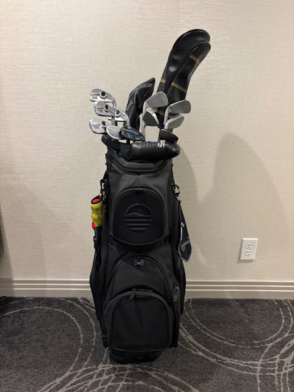 The Big Rig | Cart Bag - Black Vegan Leather – Sunday Golf