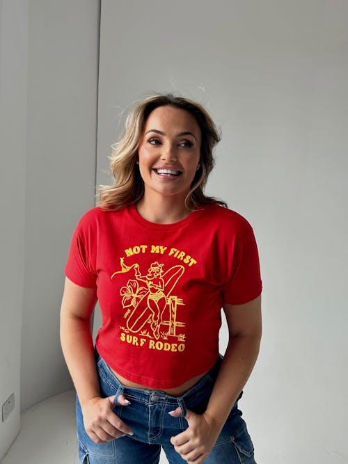 Surf Rodeo Baby Tee Red