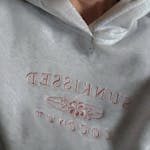 Pearl Grey and Pink Thread Sunkissedcoconut Logo Embroider Hoodie