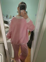 Dark Pink and White Big Striped Sweatpants