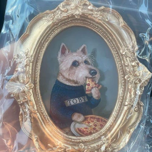 Custom Mini Pet Portrait – Baroque Frame & Magnet