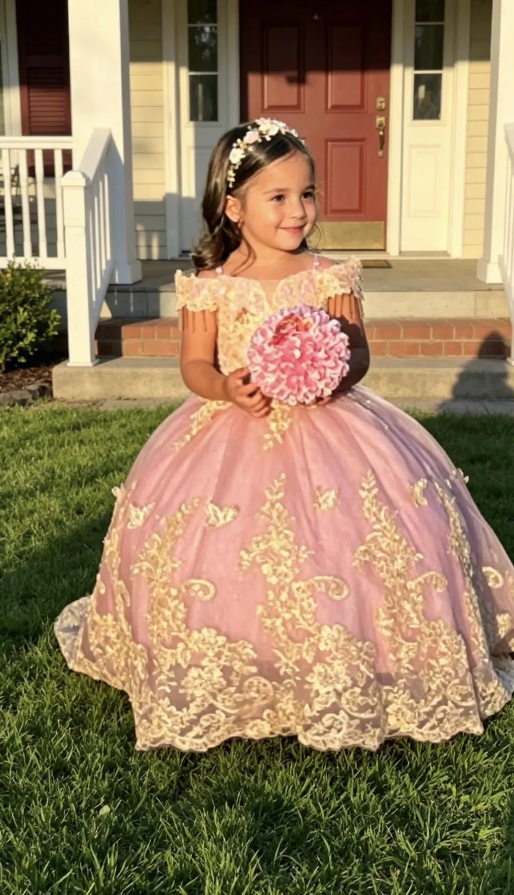 Sunnypetal Royal Blue Embroidered Ball Gown Flower Girl Pageant Dress with Bow