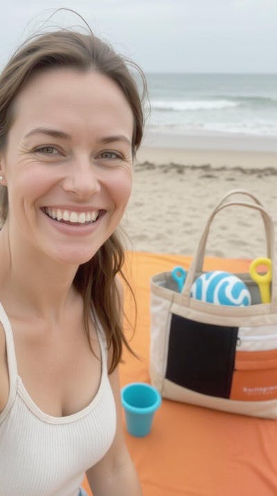 Beach Bag Tote with Pull-out Blanket