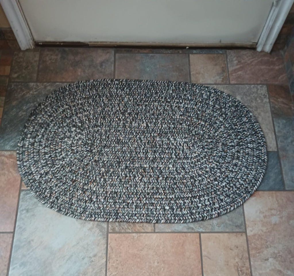 Beige Farmhouse Rug -  Washable Indoor/Outdoor -Primitive Braided Rugs  - Made in USA