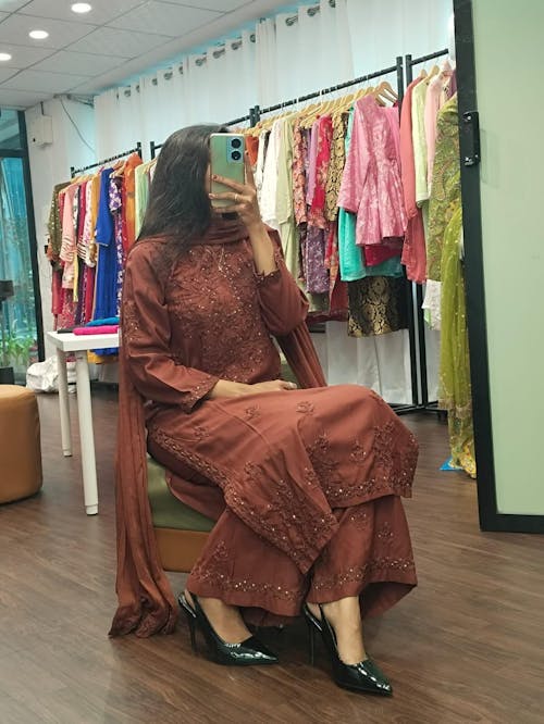 Rayon Cotton Chikankari Kurta with Palazzo & Chiffon Dupatta