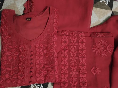 Georgette Chikankari Kurta & Palazzo with Dupatta