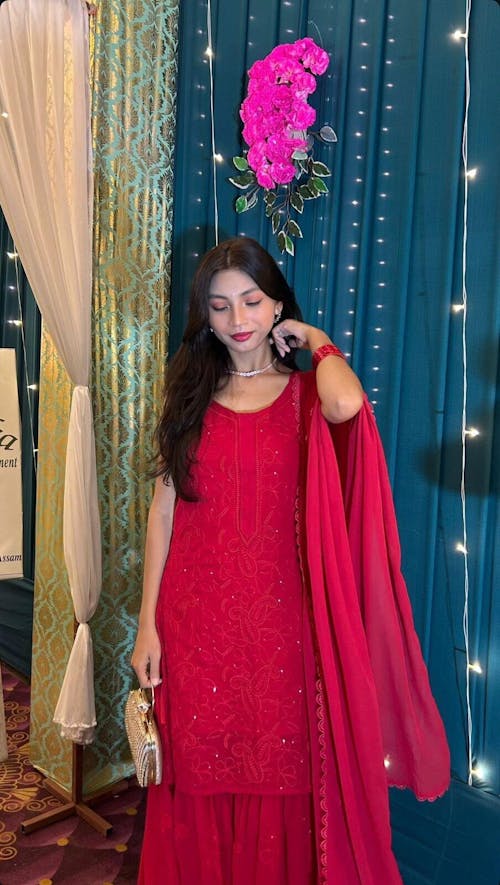 Strappy Viscose Georgette Chikankari Gharara Set