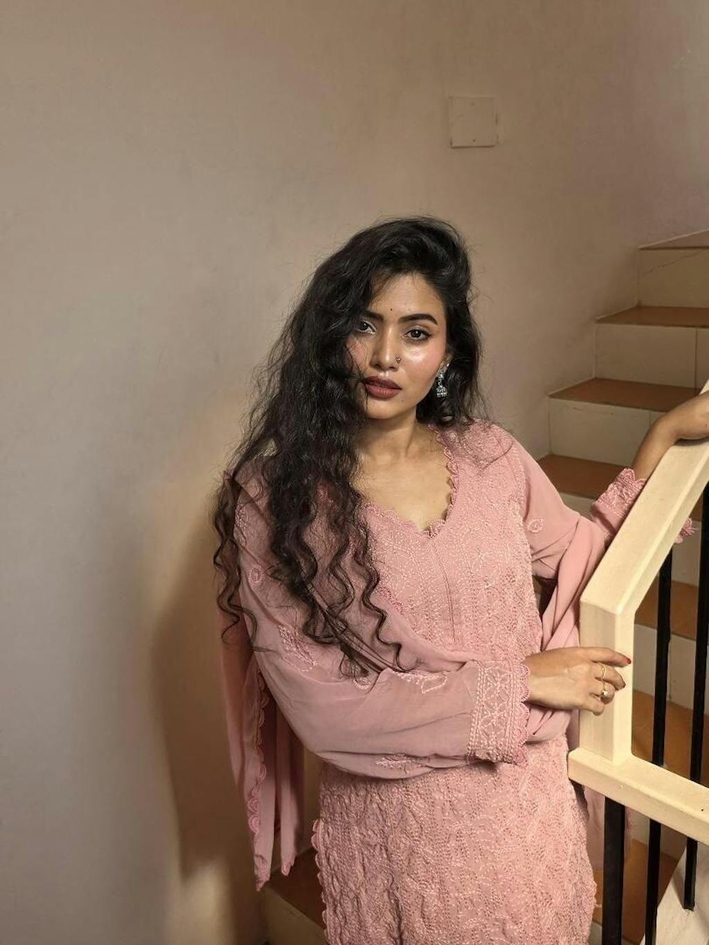 Viscose Georgette Chikankari Kurta With Palazzo And Dupatta