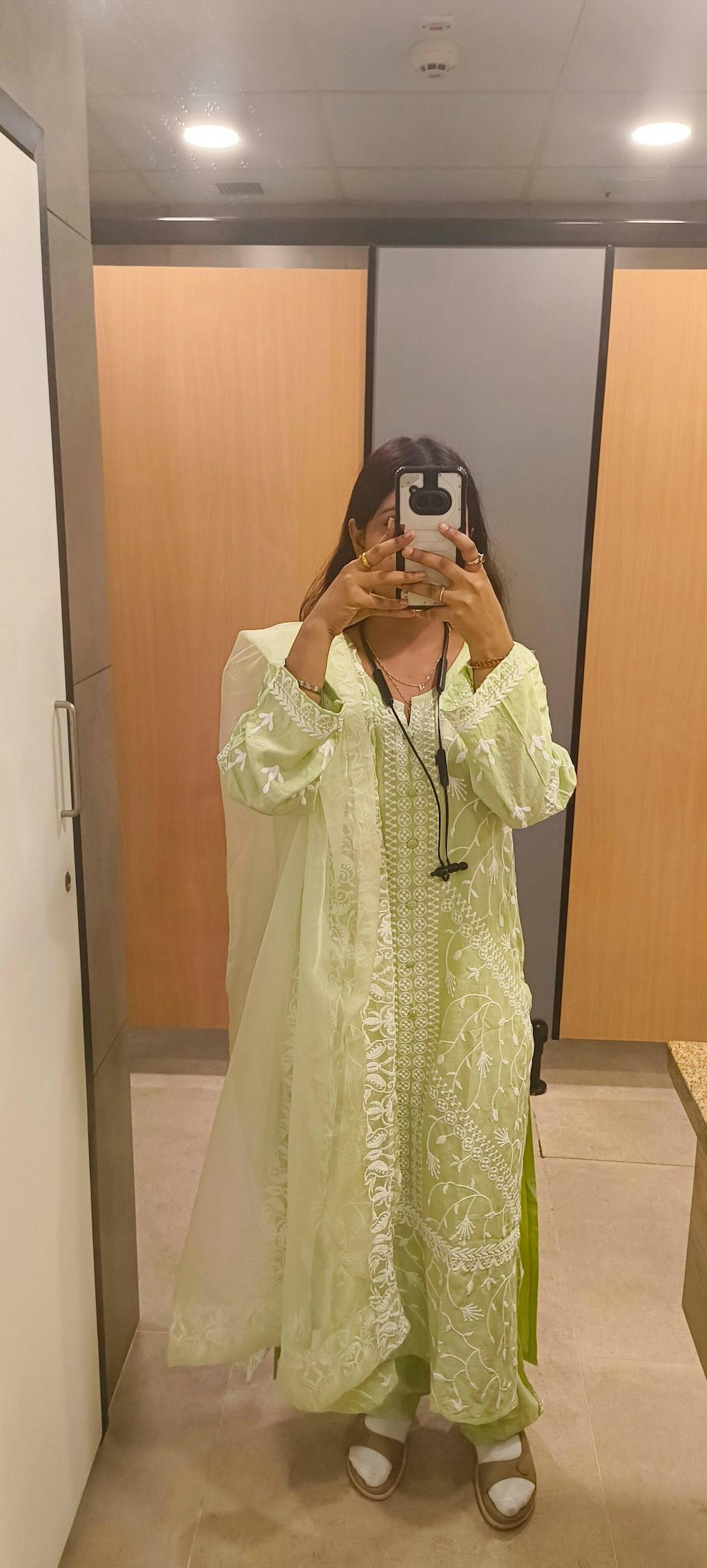 Pista Green Chikankari Embroidred Rayon Cotton Salwar Suit With Dupatta