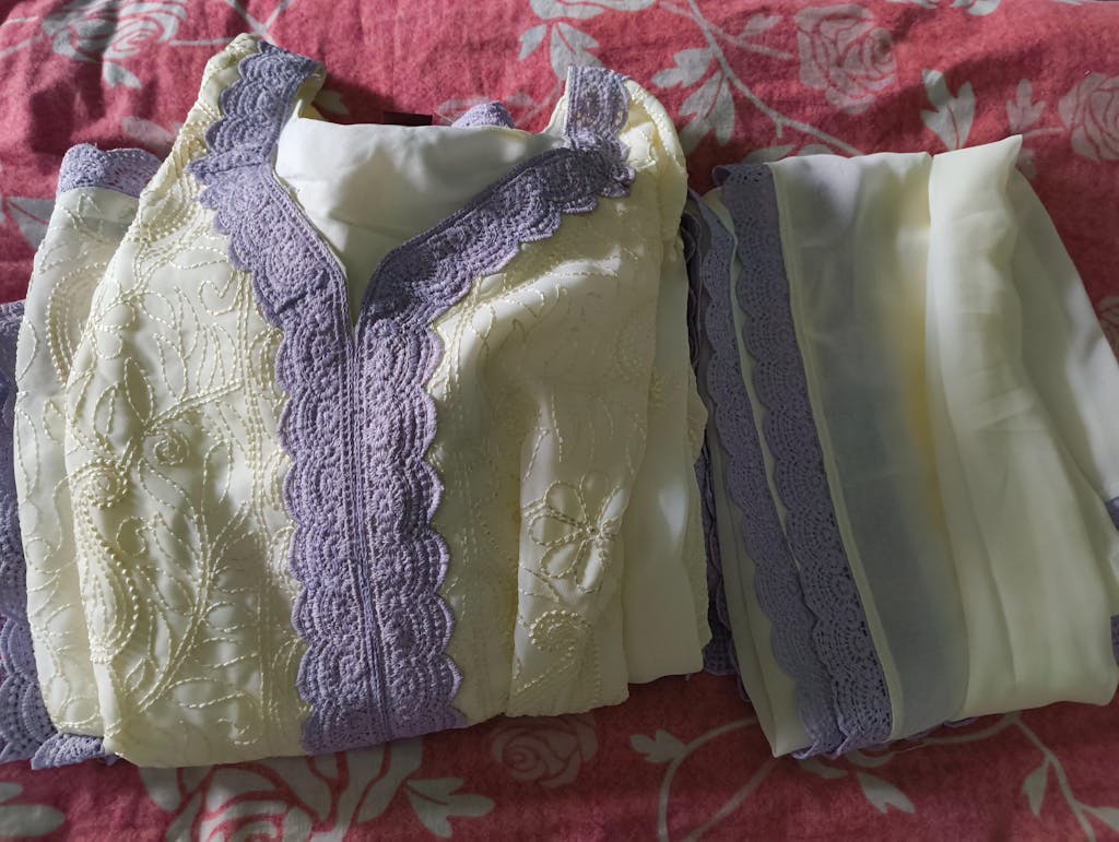 Women’s Georgette Chikankari Kurti Set with Palazzo & Dupatta