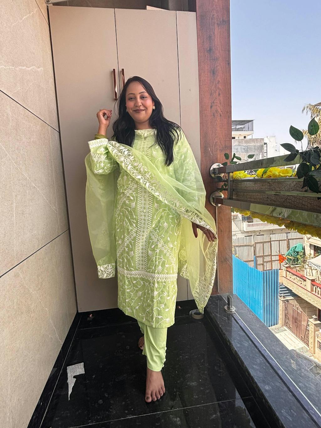 Pista Green Chikankari Embroidred Rayon Cotton Salwar Suit With Dupatta