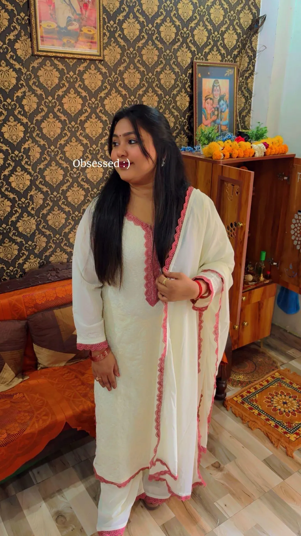 Viscose Georgette Chikankari Kurta with Palazzo & Dupatta